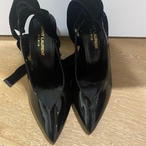Saint Laurent Venus 95 Patent Leather & Velvet Pump